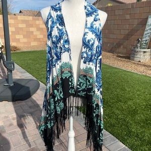 Sleeveless Fringe Duster